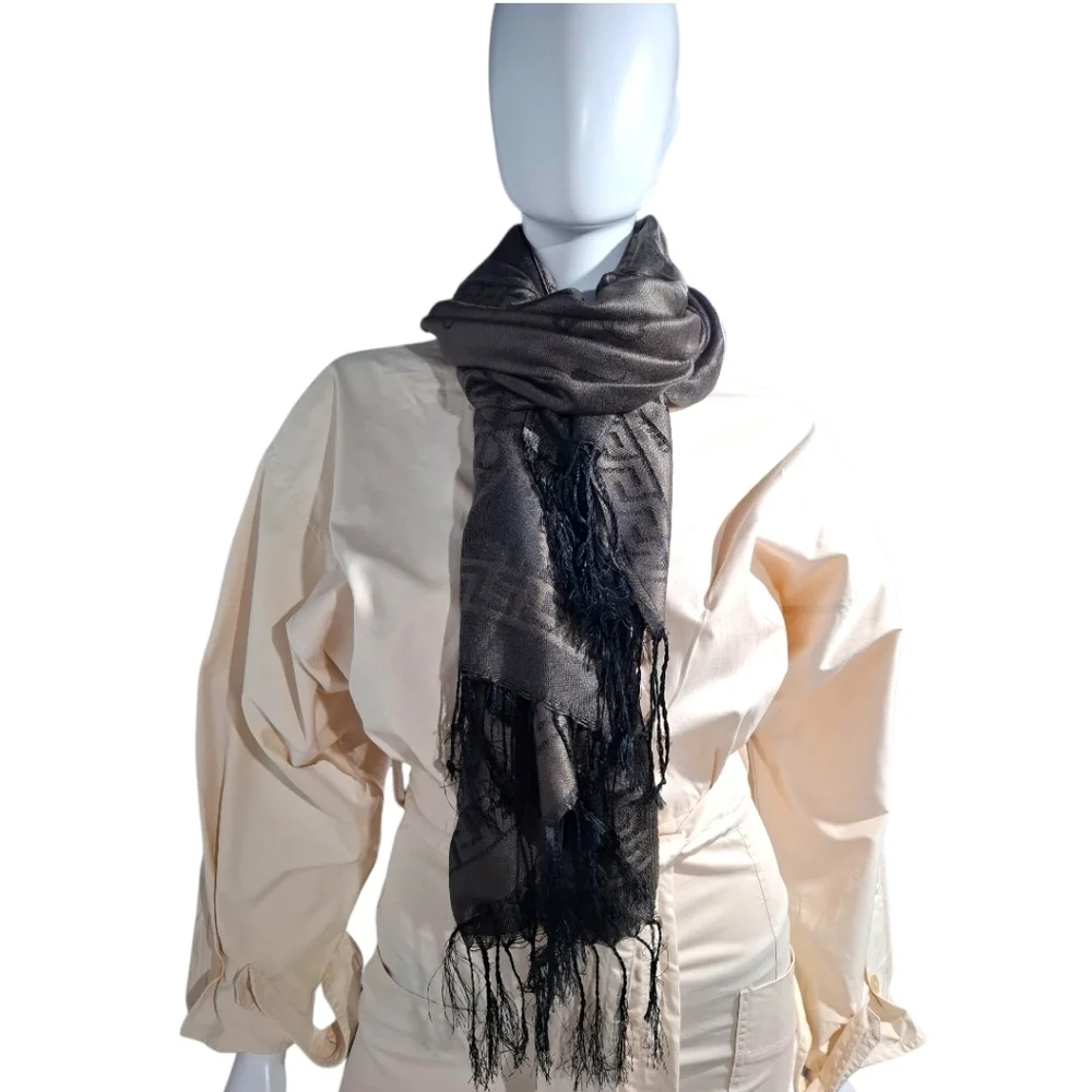 Jerusalem Brown Tasseled 100% Cashmere Women’s Scarf Paisley Pashmina